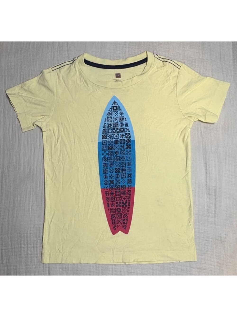 Kids Yellow T-Shirt With Surfboard Graphic By Tea Collection Size 7